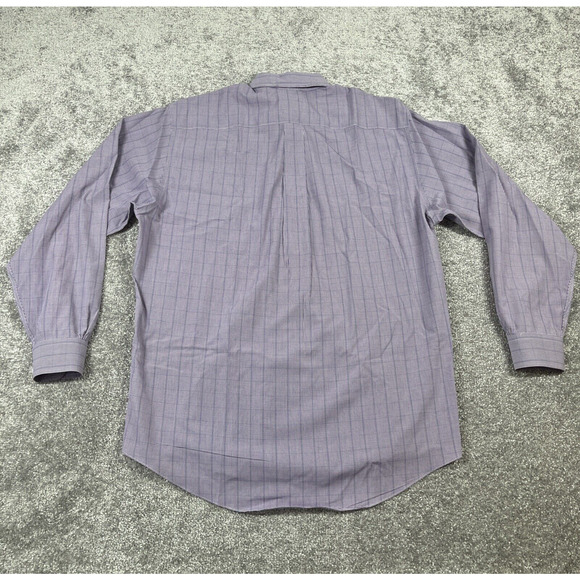 Brooks Brothers Dress Shirt Mens Medium Non Iron Cotton Button Down Plaid Purple - Picture 9 of 14